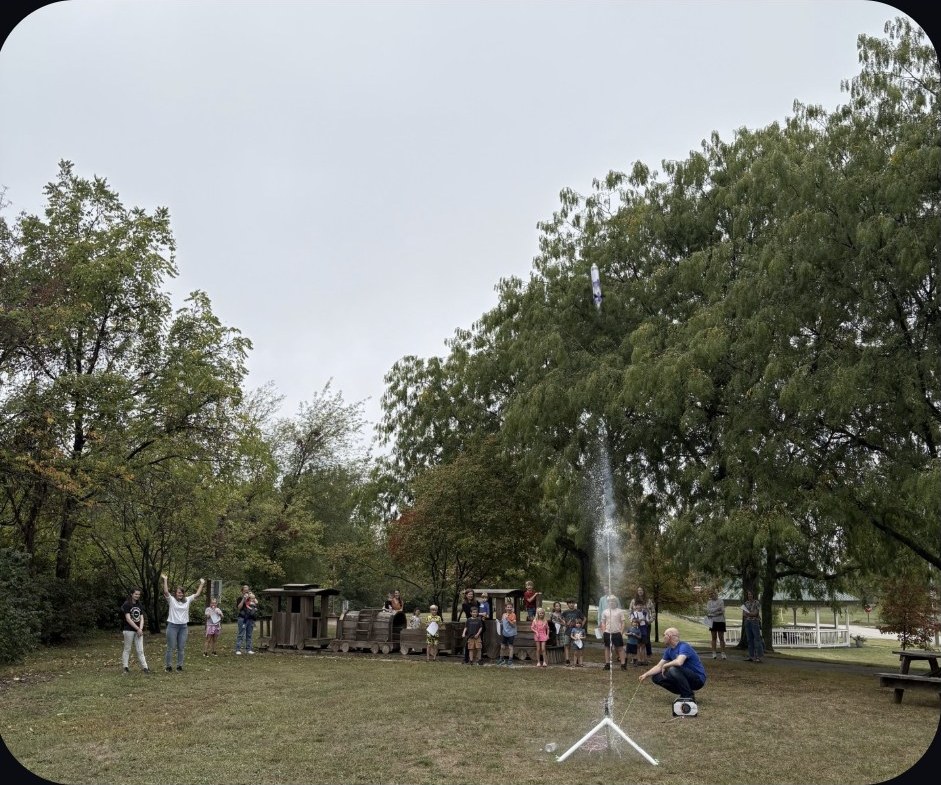 Water rocket launch during a field trip